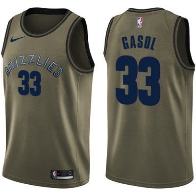 Nike Memphis Grizzlies #33 Marc Gasol Green Salute to Service Youth NBA Swingman Jersey
